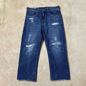 Amiri Blue Jeans Men’s Size 34 HEMMED Embroidered Zipper Fly Distressed Straight